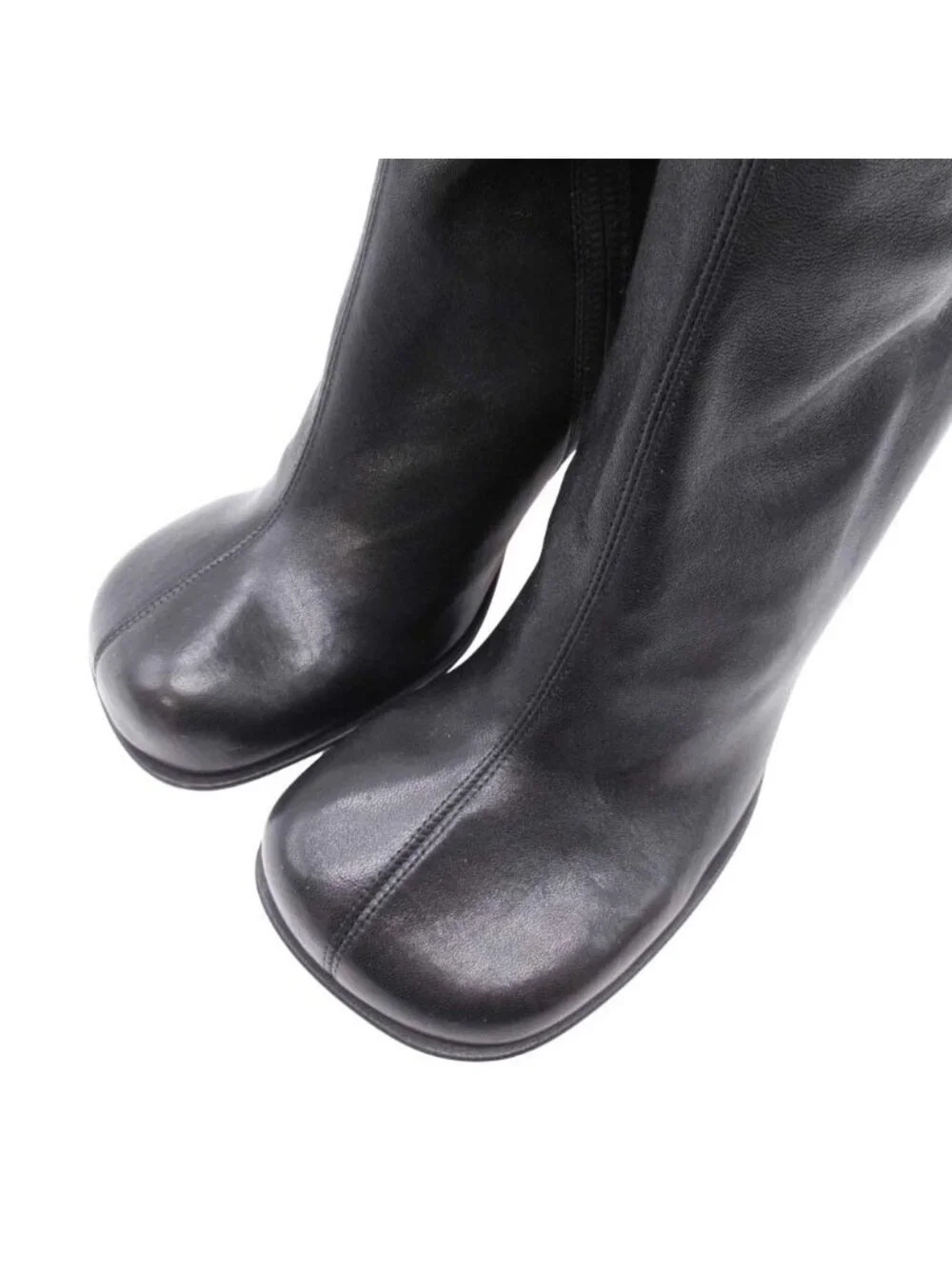 Bottega Veneta Square Toe Long Boots Stretch Leather Shoes Black